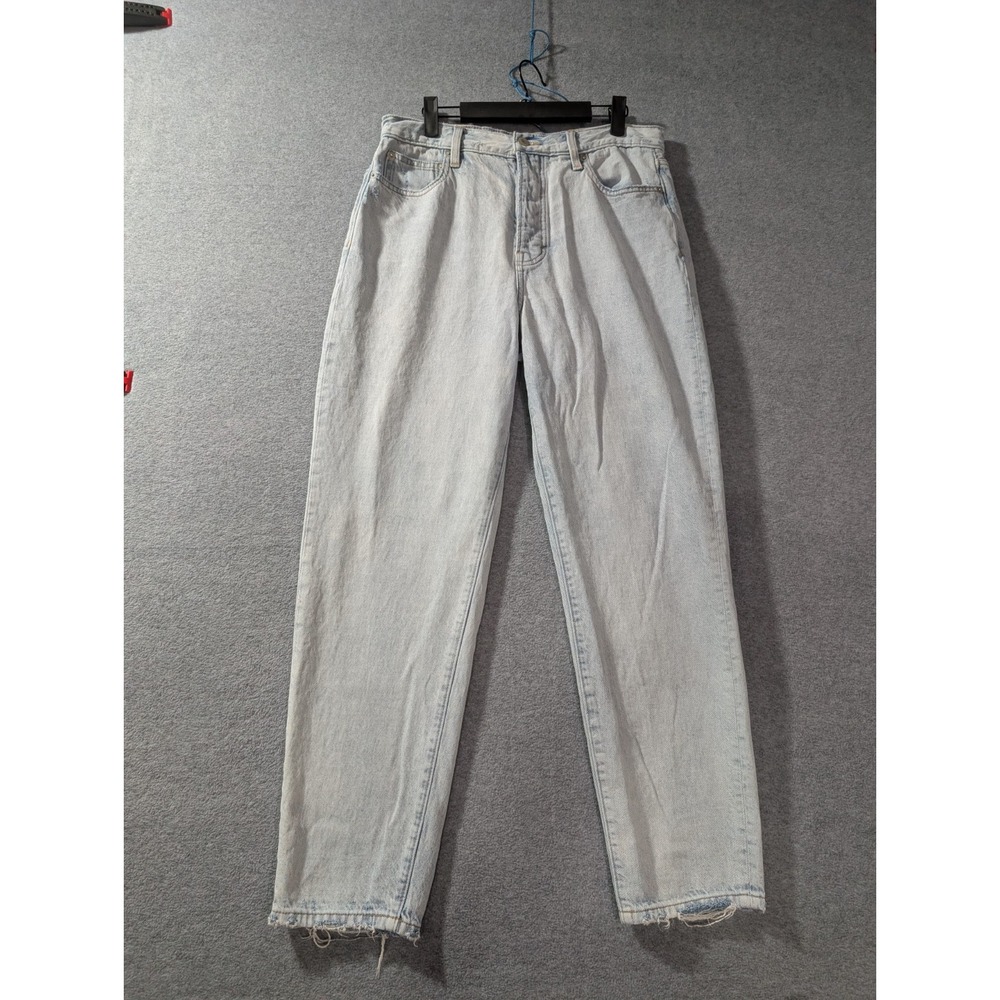 Lucky Brand Drew Mom Jeans Womens 10/30R Light Wash Straight Raw Hem Distressed